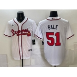 Men's Atlanta Braves #51 Chris Sale White Cool Base Stitched Baseball Jersey Men's Atlanta Braves #51 Chris Sale White Cool Base Stitched Baseball Jersey