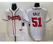 Men's Atlanta Braves #51 Chris Sale White Cool Base Stitched Baseball Jersey