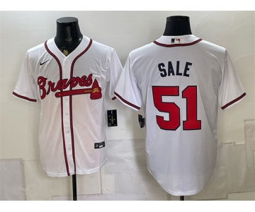 Men's Atlanta Braves #51 Chris Sale White Cool Base Stitched Baseball Jersey