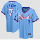 Men's Atlanta Braves #7 Ha-Seong Kim Powder Blue 2026 City Connect Stadium Stitched Baseball Jersey