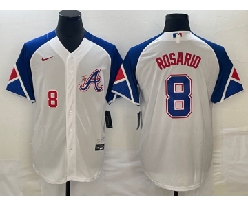 Men's Atlanta Braves #8 Eddie Rosario Number White 2023 City Connect Cool Base Stitched Jersey