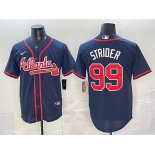 Men's Atlanta Braves #99 Spencer Strider Navy Cool Base Stitched Baseball Jersey