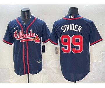 Men's Atlanta Braves #99 Spencer Strider Navy Cool Base Stitched Baseball Jersey
