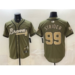 Men's Atlanta Braves #99 Spencer Strider Olive 2026 Armed Forces Day Stitched Baseball Jersey Men's Atlanta Braves #99 Spencer Strider Olive 2026 Armed Forces Day Stitched Baseball Jersey