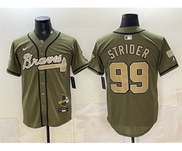 Men's Atlanta Braves #99 Spencer Strider Olive 2026 Armed Forces Day Stitched Baseball Jersey
