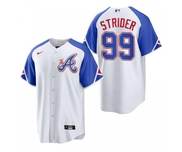 Men's Atlanta Braves #99 Spencer Strider White 2023 City Connect Cool Base Stitched Jersey