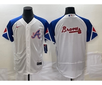 Men's Atlanta Braves Big Logo White 2023 City Connect Flex Base Stitched Baseball Jersey