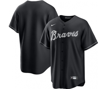 Men's Atlanta Braves Blank Black Lights Out Limited Stitched Baseball Jersey
