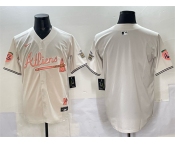 Men's Atlanta Braves Blank Cream 2024 Atliens & Peach With Outkast Patch Vapor Limited Stitched Baseball Jersey Men's Atlanta Braves Blank Cream 2024 Atliens & Peach With Outkast Patch Vapor Limited Stitched Baseball Jersey