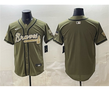 Men's Atlanta Braves Blank Olive 2026 Armed Forces Day Stitched Baseball Jersey