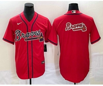 Men's Atlanta Braves Red Team Big Logo Cool Base Stitched Baseball Jersey