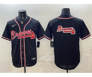 Men's Atlanta Braves Team Big Logo 2026 Fashion Replica Black Out Stitched Baseball Jersey