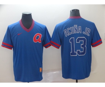 Men's Nike Atlanta Braves #13 Ronald Acuna Blue M&N MLB Jersey