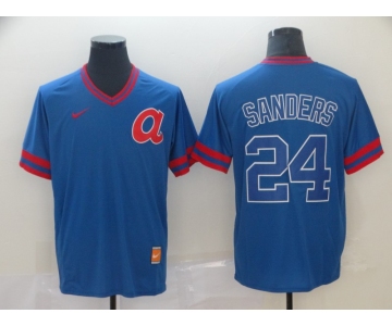 Men's Nike Atlanta Braves #24 Deion Sanders  Blue M&N MLB Jerse