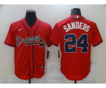 Nike Atlanta Braves #24 Deion Sanders Authentic Red 2020 Alternate Cool Base Baseball Jersey