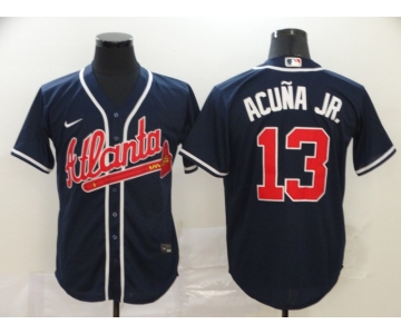 Nike Men's Atlanta Braves #13 Ronald Acuna Jr. Replica Blue Alternate Road Cool Base Baseball Jersey