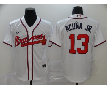 Nike Men's Atlanta Braves #13 Ronald Acuna Jr. Replica White  Cool Base Baseball Jersey