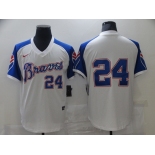 Nike Men's Atlanta Braves #24 Deion Sanders Authentic White Throwback Baseball Jersey