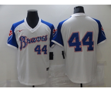 Nike Men's Atlanta Braves  #44 Hank Aaron Authentic White Throwback Baseball Jersey