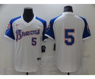 Nike Men's Atlanta Braves #5 Freddie Freeman Authentic White Throwback Baseball Jersey