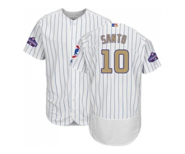 Chicago Cubs #10 Ron Santo White(Blue Strip) Flexbase Authentic 2017 Gold Program Stitched MLB Jersey