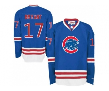 Chicago Cubs #17 Kris Bryant Blue Long Sleeve Stitched MLB Jersey