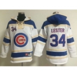 Chicago Cubs #34 Jon Lester White Sawyer Hooded Sweatshirt Baseball Hoodie Chicago Cubs #34 Jon Lester White Sawyer Hooded Sweatshirt Baseball Hoodie