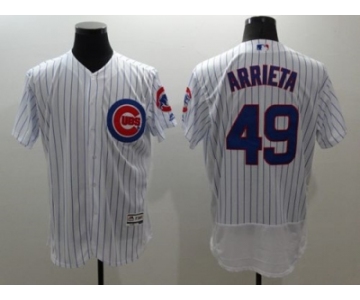 Chicago Cubs #49 Jake Arrieta White Flexbase Authentic Collection Stitched MLB Jersey