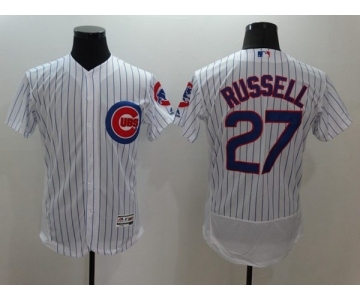 Men Chicago Cubs #27 Addison Russell Majestic White Flexbase Authentic Collection Player Jersey