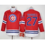 Men Chicago Cubs #27 Addison Russell Red Long Sleeve Stitched Baseball Jersey Men Chicago Cubs #27 Addison Russell Red Long Sleeve Stitched Baseball Jersey
