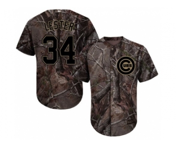 Men Chicago Cubs #34 Jon Lester Camo Realtree Collection Cool Base Stitched MLB Jersey