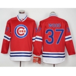 Men Chicago Cubs #37 Travis Wood Red Long Sleeve Stitched Baseball Jersey Men Chicago Cubs #37 Travis Wood Red Long Sleeve Stitched Baseball Jersey