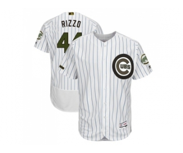 Men Chicago Cubs #44 Anthony Rizzo White(Blue Strip) Flexbase Authentic Collection 2018 Memorial Day Stitched MLB Jersey