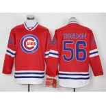 Men Chicago Cubs #56 Hector Rondon Red Long Sleeve Stitched Baseball Jersey Men Chicago Cubs #56 Hector Rondon Red Long Sleeve Stitched Baseball Jersey