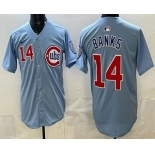 Men's Chicago Cubs #14 Ernie Banks Baby Blue Limited Jersey