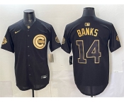 Men's Chicago Cubs #14 Ernie Banks Black Gold 150th Anniversary Patch Stitched Baseball Jersey Men's Chicago Cubs #14 Ernie Banks Black Gold 150th Anniversary Patch Stitched Baseball Jersey