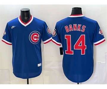 Men's Chicago Cubs #14 Ernie Banks Royal 150th Anniversary Throwback Vapor Limited Stitched Baseball Jersey