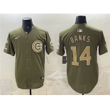Men's Chicago Cubs #14 Ernie Banks Royal Olive 2026 Armed Forces Day Salute To Service Stitched Baseball Jersey Men's Chicago Cubs #14 Ernie Banks Royal Olive 2026 Armed Forces Day Salute To Service Stitched Baseball Jersey