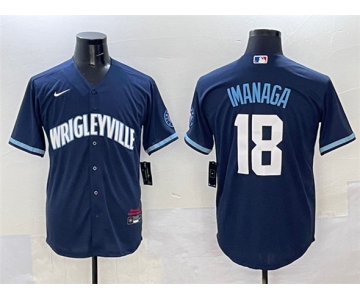Men's Chicago Cubs #18 Shota Imanaga Navy City Connect Stitched Baseball Jersey
