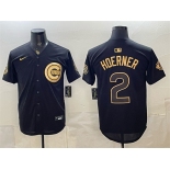 Men's Chicago Cubs #2 Nico Hoerner Black Gold 150th Anniversary Patch Stitched Baseball Jersey Men's Chicago Cubs #2 Nico Hoerner Black Gold 150th Anniversary Patch Stitched Baseball Jersey