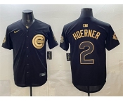 Men's Chicago Cubs #2 Nico Hoerner Black Gold 150th Anniversary Patch Stitched Baseball Jersey Men's Chicago Cubs #2 Nico Hoerner Black Gold 150th Anniversary Patch Stitched Baseball Jersey
