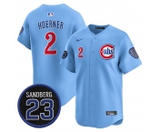 Men's Chicago Cubs #2 Nico Hoerner Blue 'Ryne Sandberg Tribute' Vapor Limited V2 Stitched Baseball Jersey Men's Chicago Cubs #2 Nico Hoerner Blue 'Ryne Sandberg Tribute' Vapor Limited V2 Stitched Baseball Jersey