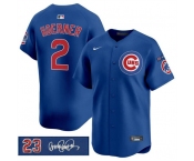 Men's Chicago Cubs #2 Nico Hoerner Royal 'Ryne Sandberg Tribute' Vapor Limited V3 Stitched Baseball Jersey Men's Chicago Cubs #2 Nico Hoerner Royal 'Ryne Sandberg Tribute' Vapor Limited V3 Stitched Baseball Jersey