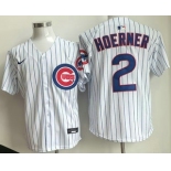 Men's Chicago Cubs #2 Nico Hoerner White Limited Cool Base Jersey Men's Chicago Cubs #2 Nico Hoerner White Limited Cool Base Jersey