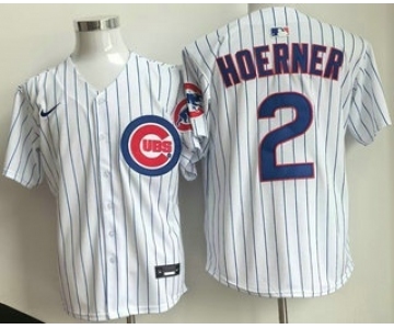 Men's Chicago Cubs #2 Nico Hoerner White Limited Cool Base Jersey