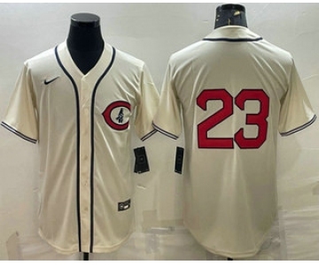 Men's Chicago Cubs #23 Ryne Sandberg 2022 Cream Field of Dreams Cool Base Stitched Baseball Jersey