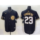 Men's Chicago Cubs #23 Ryne Sandberg Black Gold 'Ryne Sandberg Tribute' Vapor Limited V2 Stitched Baseball Jersey Men's Chicago Cubs #23 Ryne Sandberg Black Gold 'Ryne Sandberg Tribute' Vapor Limited V2 Stitched Baseball Jersey