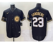 Men's Chicago Cubs #23 Ryne Sandberg Black Gold 'Ryne Sandberg Tribute' Vapor Limited V2 Stitched Baseball Jersey Men's Chicago Cubs #23 Ryne Sandberg Black Gold 'Ryne Sandberg Tribute' Vapor Limited V2 Stitched Baseball Jersey