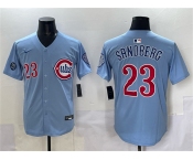 Men's Chicago Cubs #23 Ryne Sandberg Blue 'Ryne Sandberg Tribute' Vapor Limited V2 Stitched Baseball Jersey Men's Chicago Cubs #23 Ryne Sandberg Blue 'Ryne Sandberg Tribute' Vapor Limited V2 Stitched Baseball Jersey