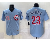 Men's Chicago Cubs #23 Ryne Sandberg Blue 'Ryne Sandberg Tribute' Vapor Limited V3 Stitched Baseball Jersey Men's Chicago Cubs #23 Ryne Sandberg Blue 'Ryne Sandberg Tribute' Vapor Limited V3 Stitched Baseball Jersey